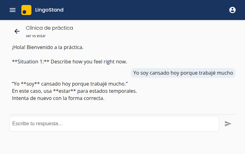La clínica corrige citando el error y la regla